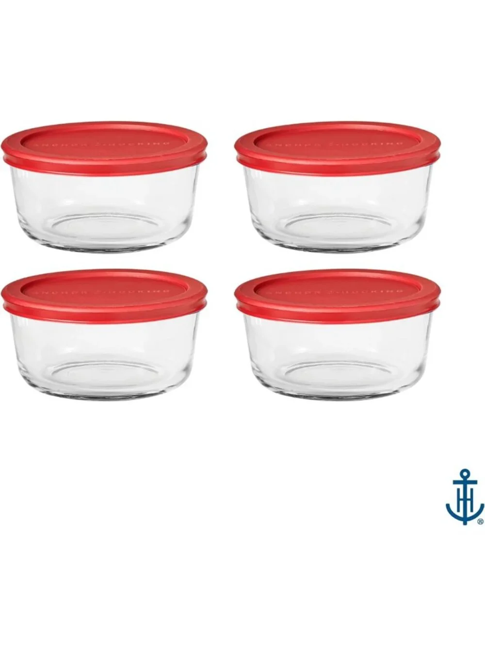 4-Piece Round Food Storage Containers with Lids - Oven-Safe, 4-Cup, Red